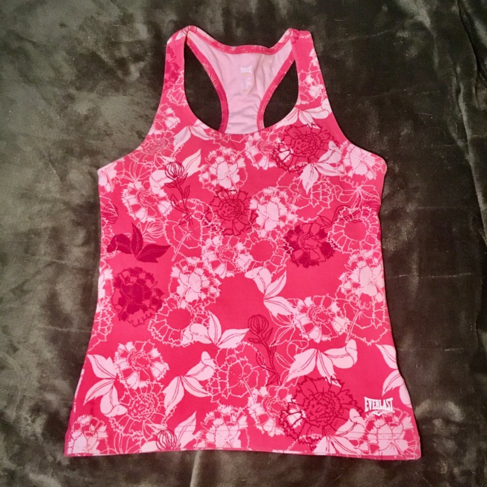 Everlast Pink Floral Print Women Sports Tank Top.